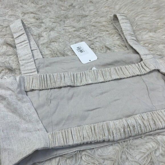Lush Womens Open Back Linen Beige Cropped Tank Top Blouse NWT Size Large - Picture 11 of 12
